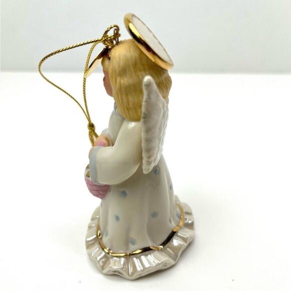 Bundle of 2 Lenox Christmas Porcelain Ornaments Angel & Snowman - Picture 2 of 13